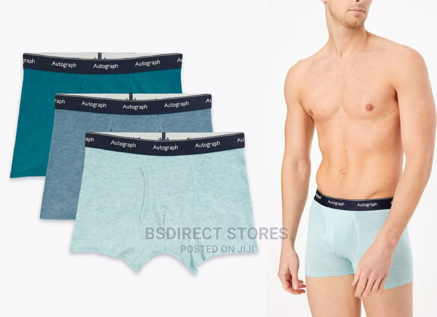 Marks and Spencer Blue Mix 3 Pack Supima Cotton Blend Trunks