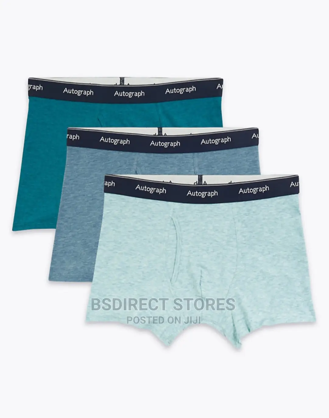 Marks and Spencer Blue Mix 3 Pack Supima Cotton Blend Trunks