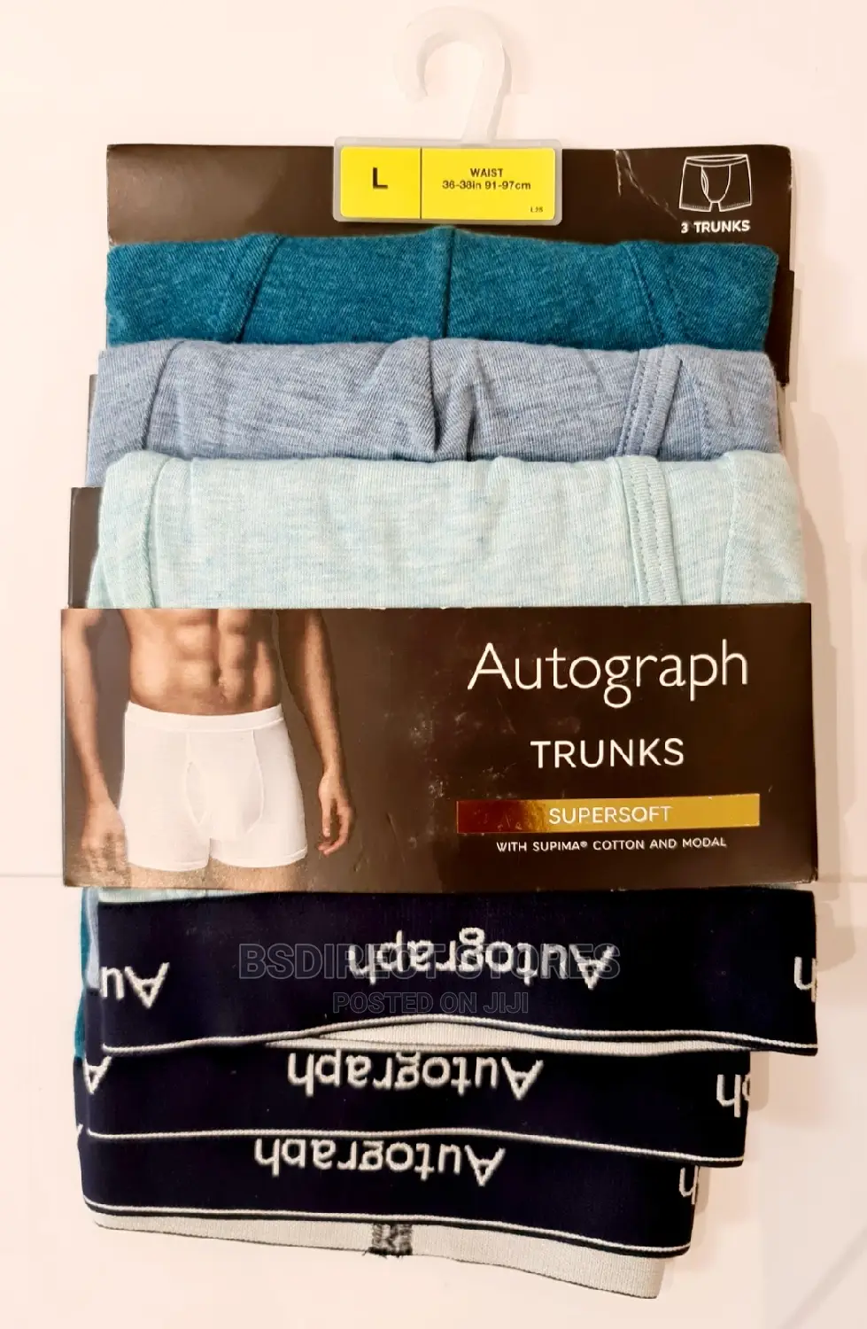 Marks and Spencer Blue Mix 3 Pack Supima Cotton Blend Trunks