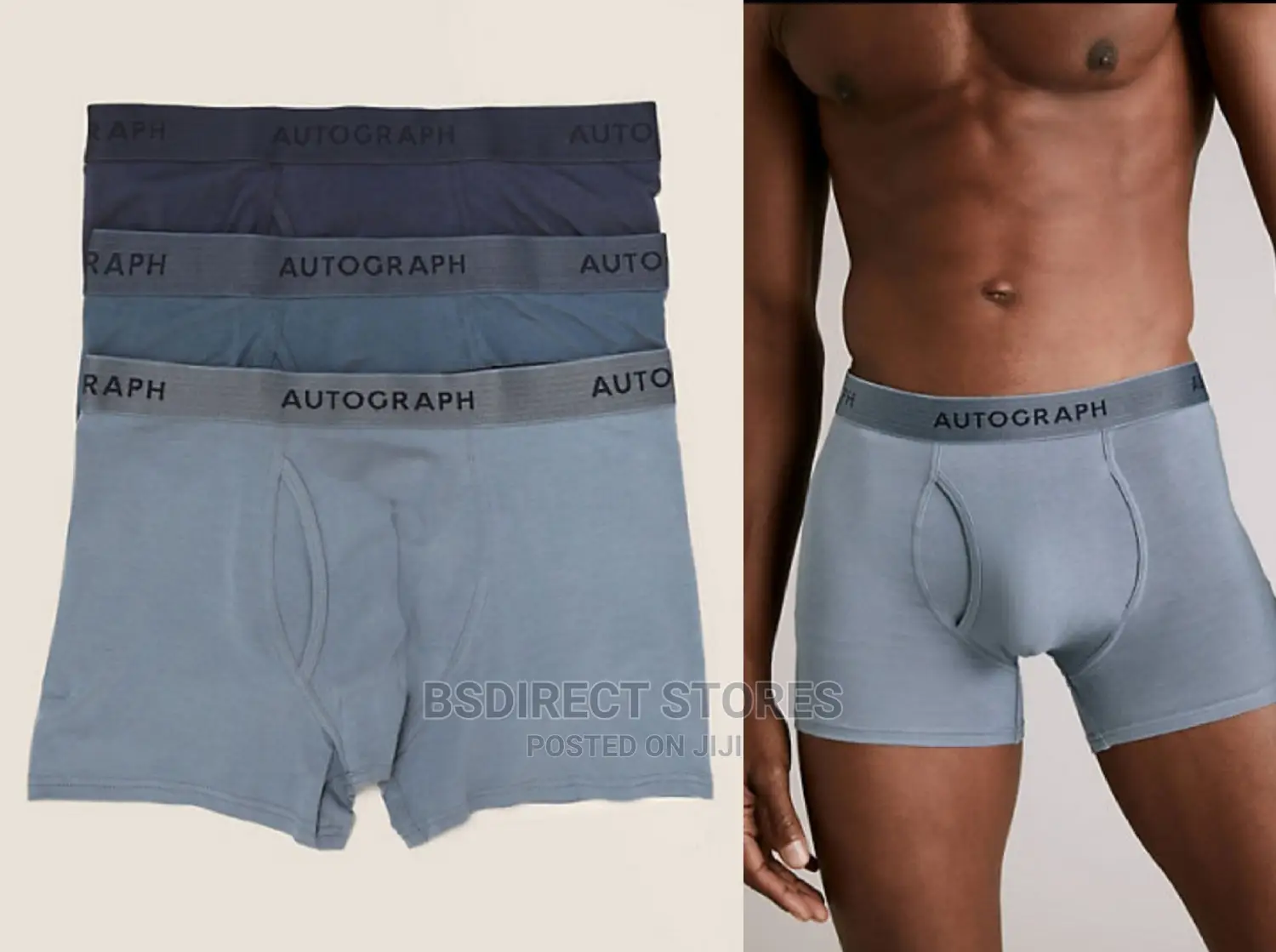 Marks and Spencer Blue Mix 3 Pack Supersoft Cotton Trunks