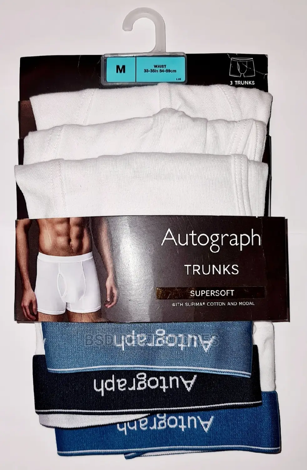Marks and Spencer White Mix 3pack Supima Cotton Blend Trunks