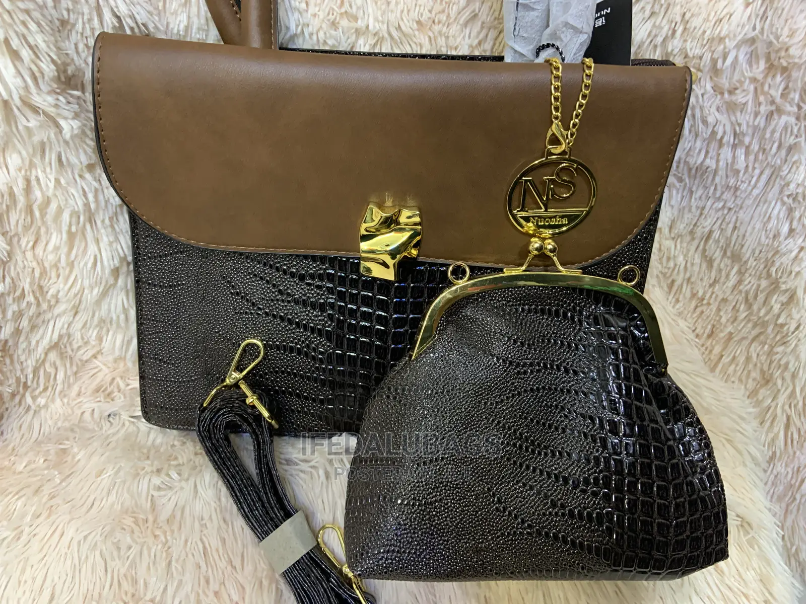 Medium Size 2n1 Quality Croc Skin Quality Hand Bag