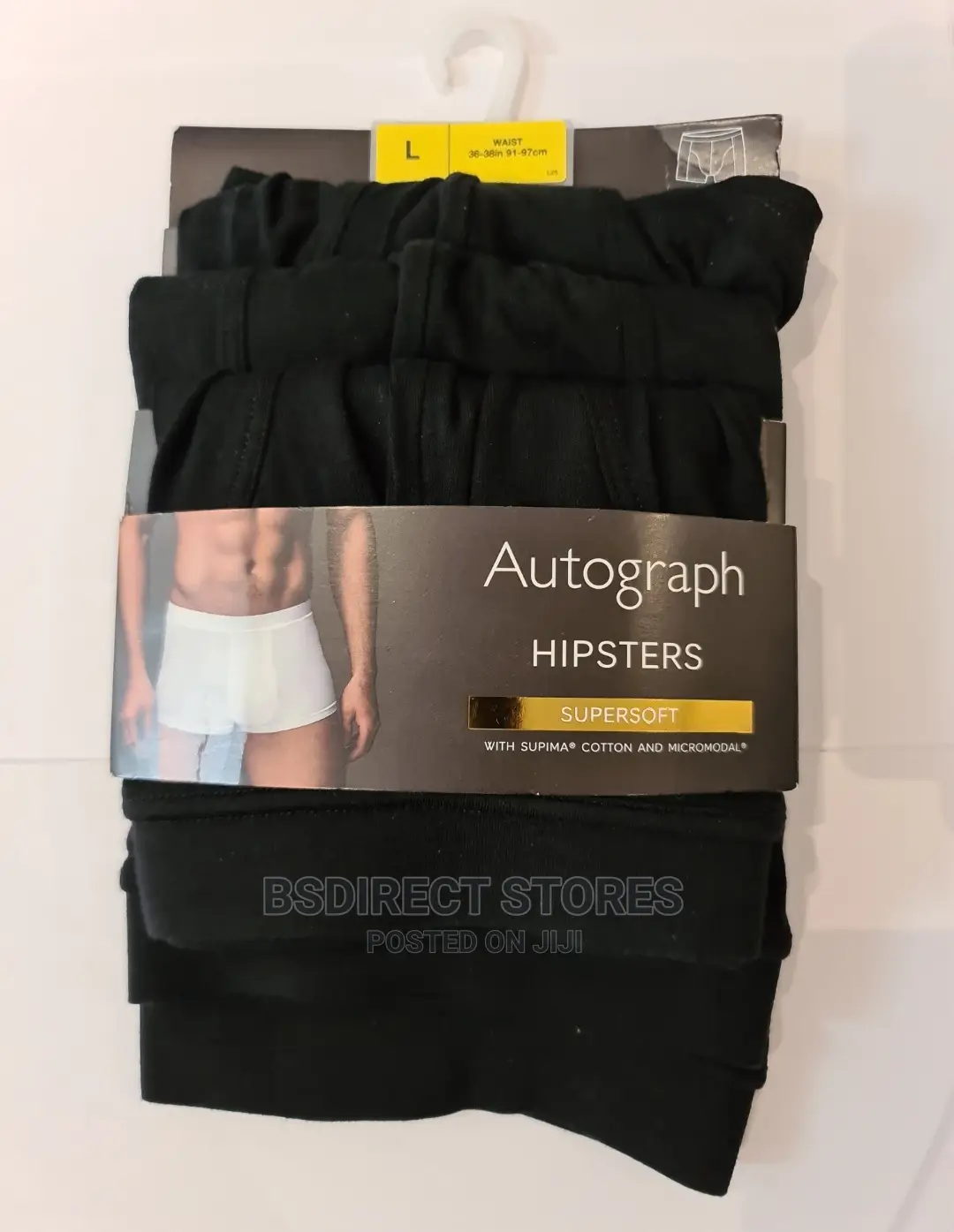 Marks and Spencer Black 3 Pack Supima Cotton Blend Hipsters