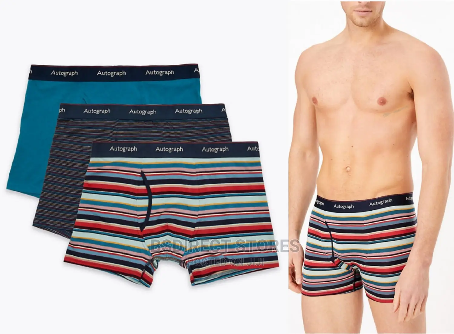 Marks and Spencer Blue Mix 3pk Supima Cotton Blend Trunks