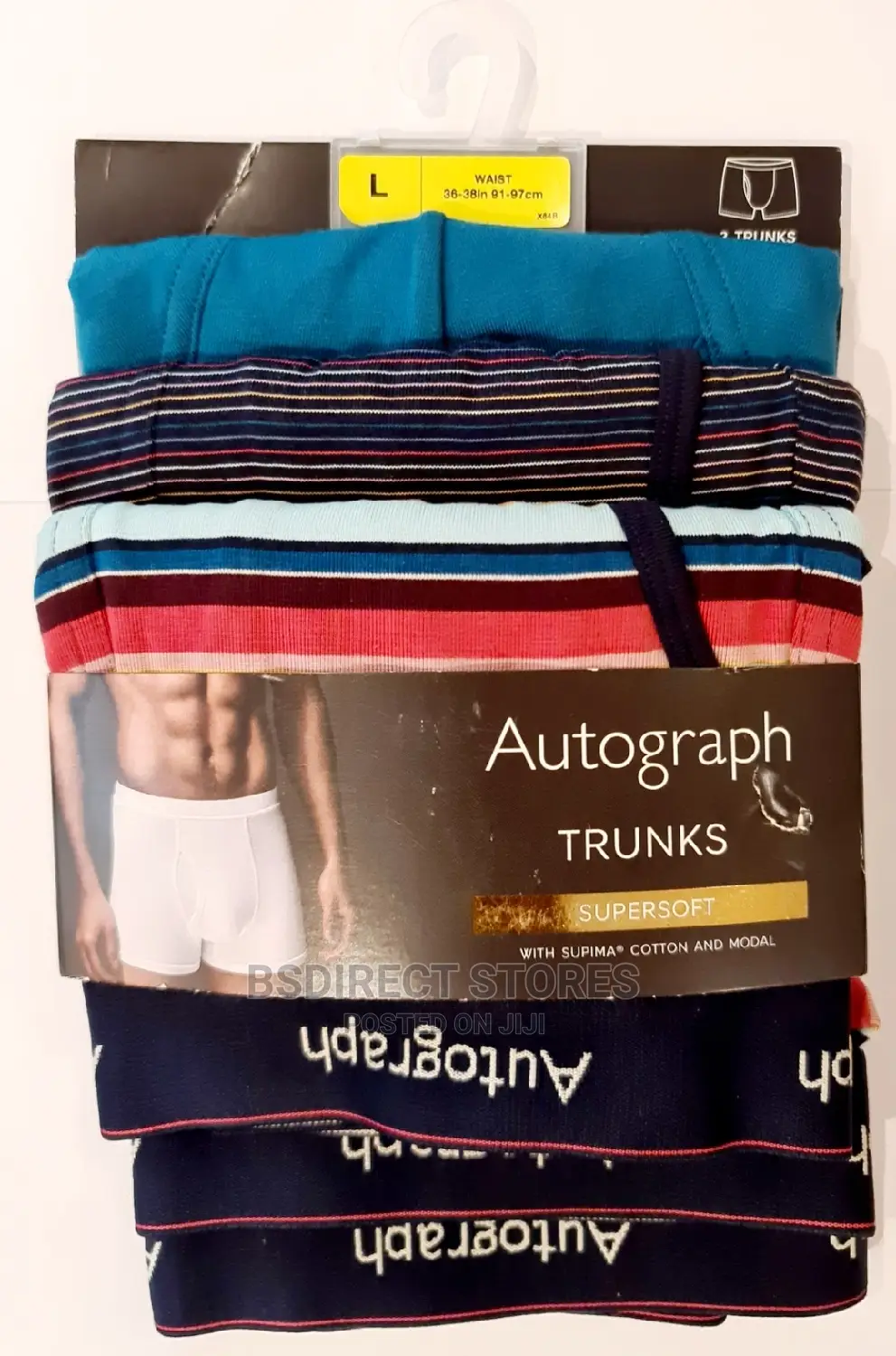 Marks and Spencer Blue Mix 3pk Supima Cotton Blend Trunks