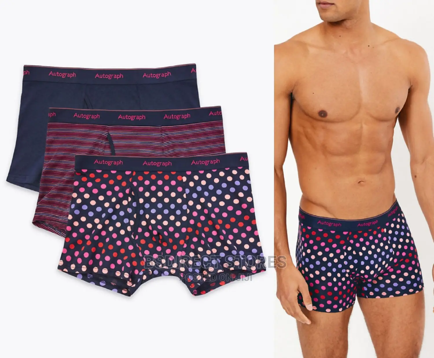 Marks and Spencer Red Mix 3 Pack Supima Cotton Blend Trunks