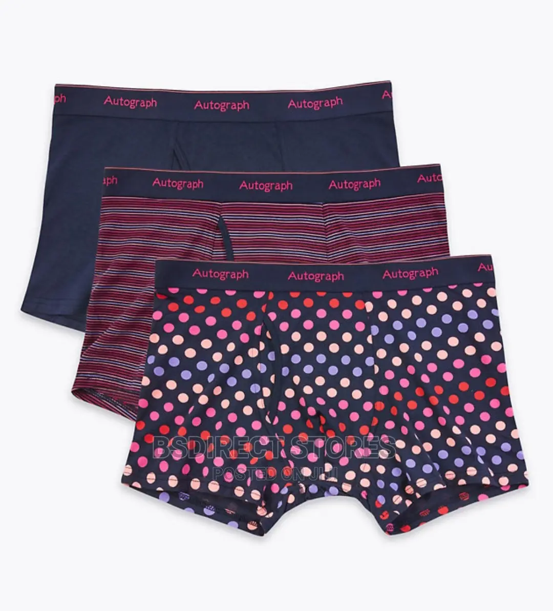 Marks and Spencer Red Mix 3 Pack Supima Cotton Blend Trunks