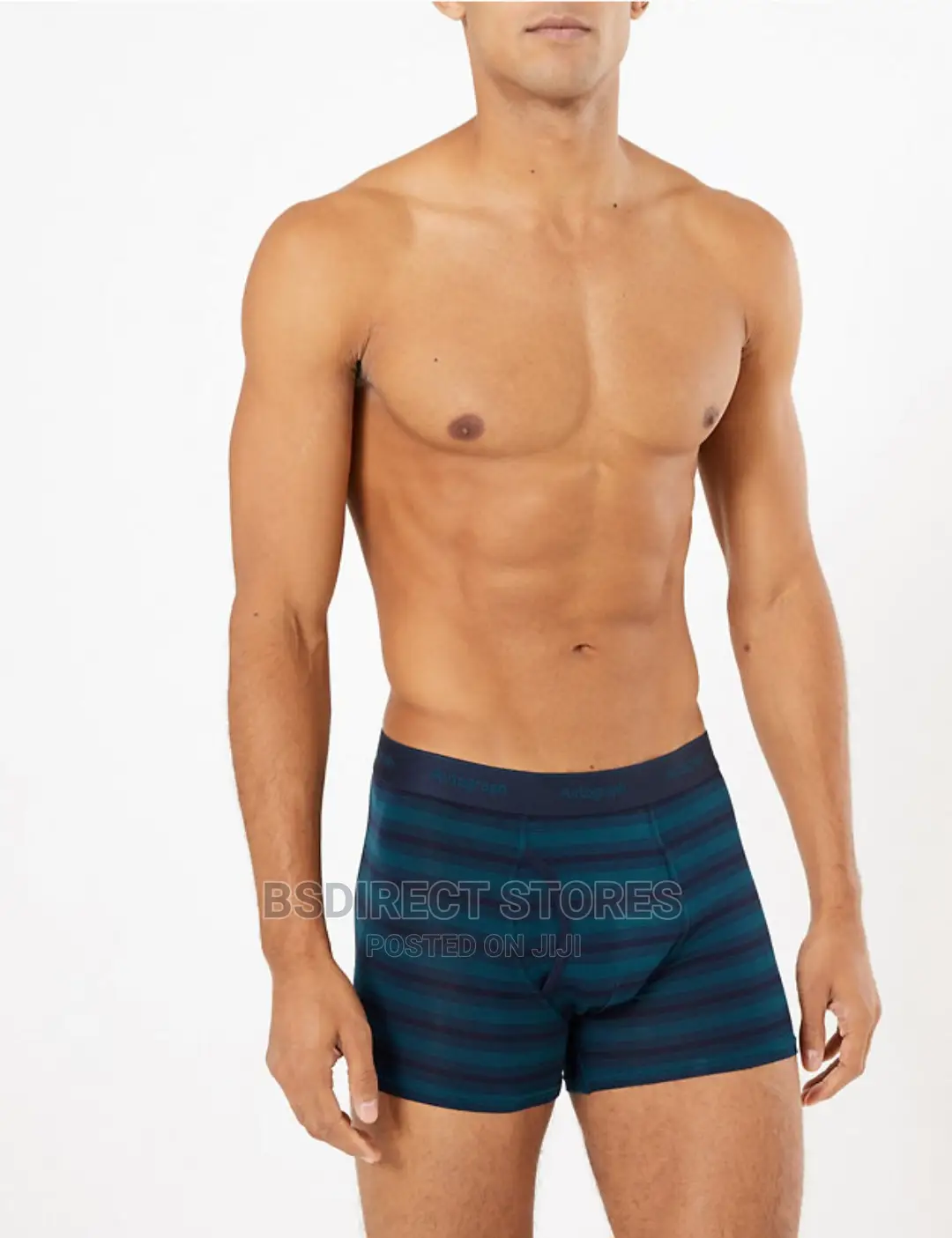 Marks and Spencer Blue Stripe 3pk Supima Cotton Blend Trunks