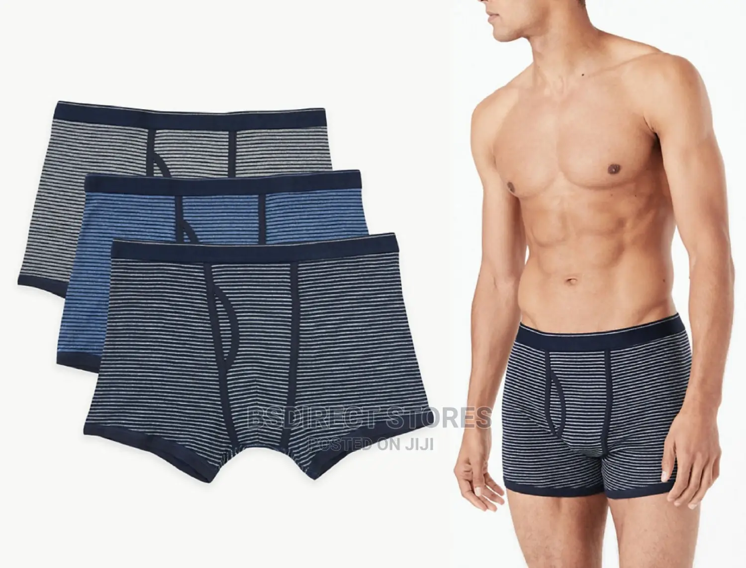 Marks and Spencer Blue Stripe 3pk Cotton Cool Fresh Trunks