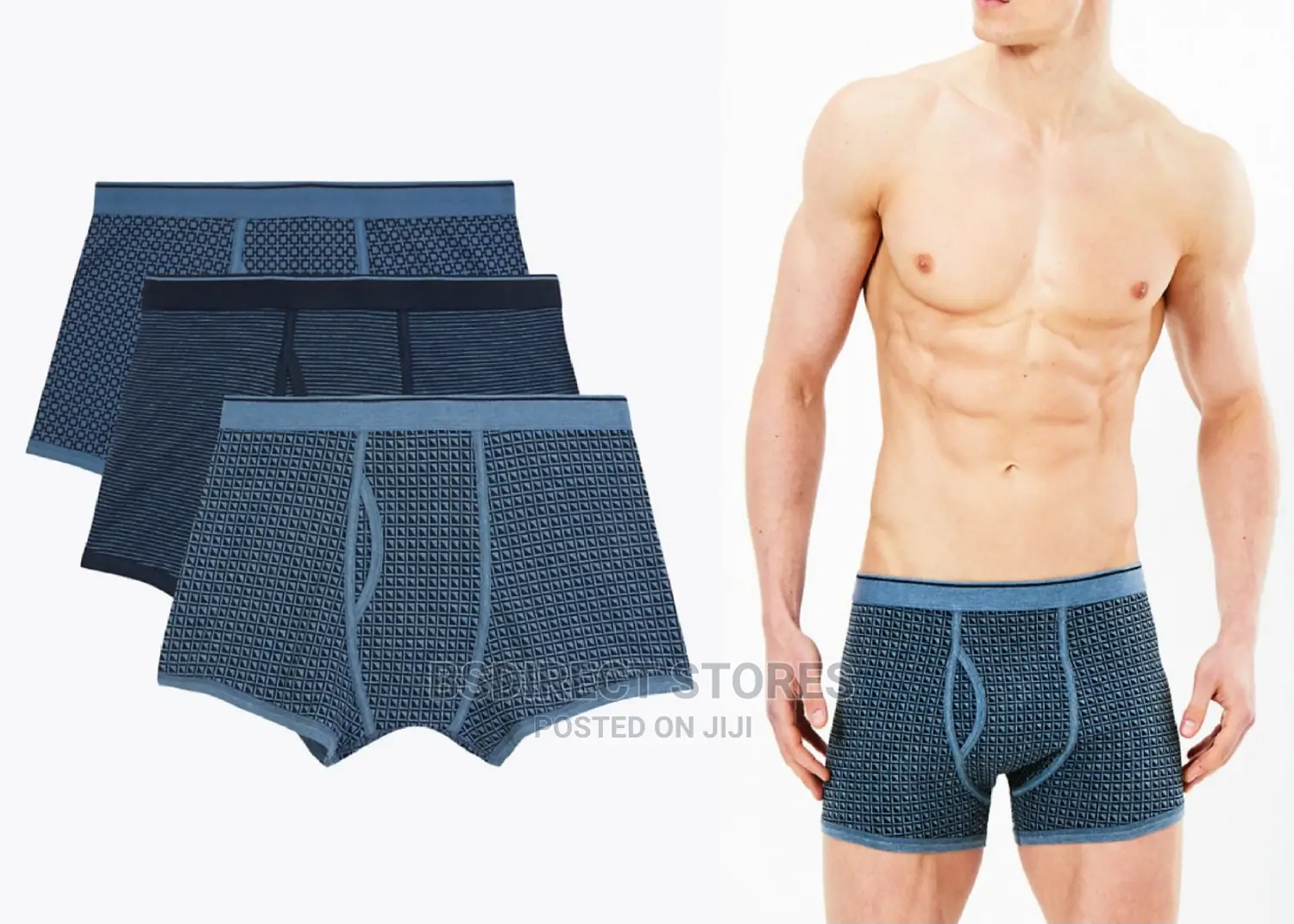 Marks and Spencer Blue Cubes 3pk Cotton Cool Fresh Trunks