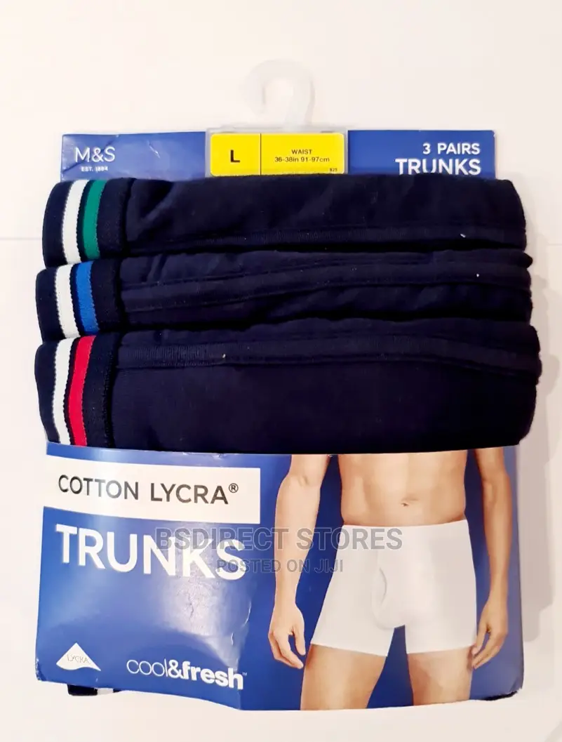 Marks and Spencer Blue Mix 3pk Cotton Cool Fresh Trunks
