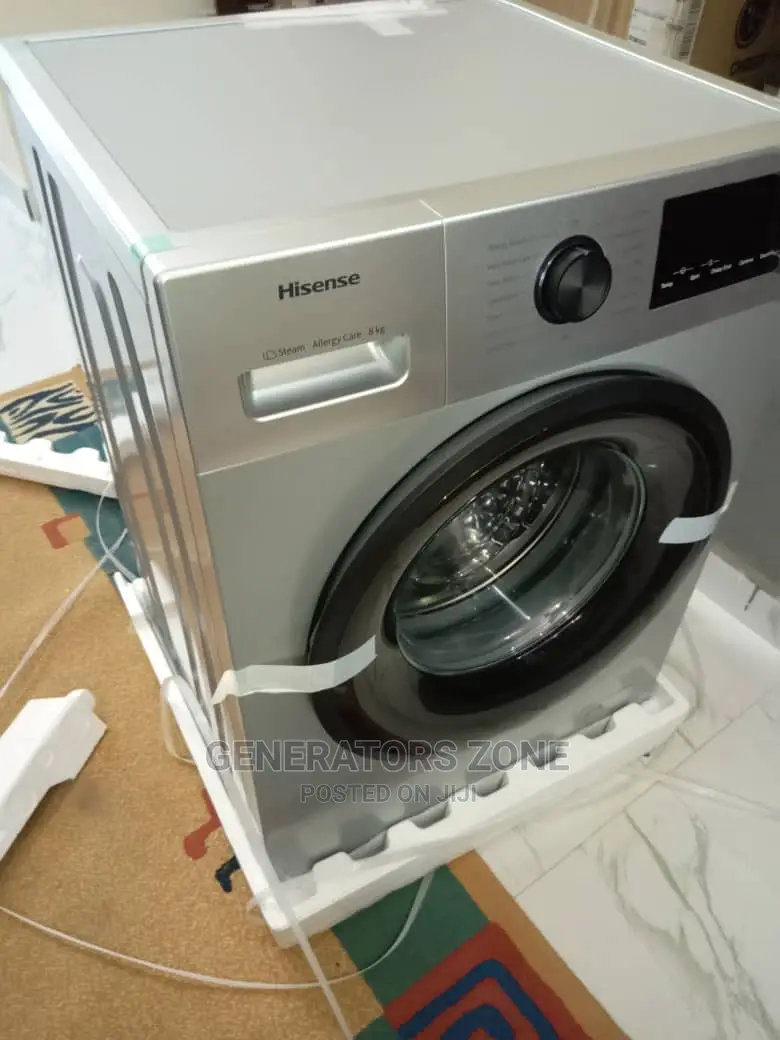 Silver- 8kg- Hisense Front Load Washer and Spin Machine