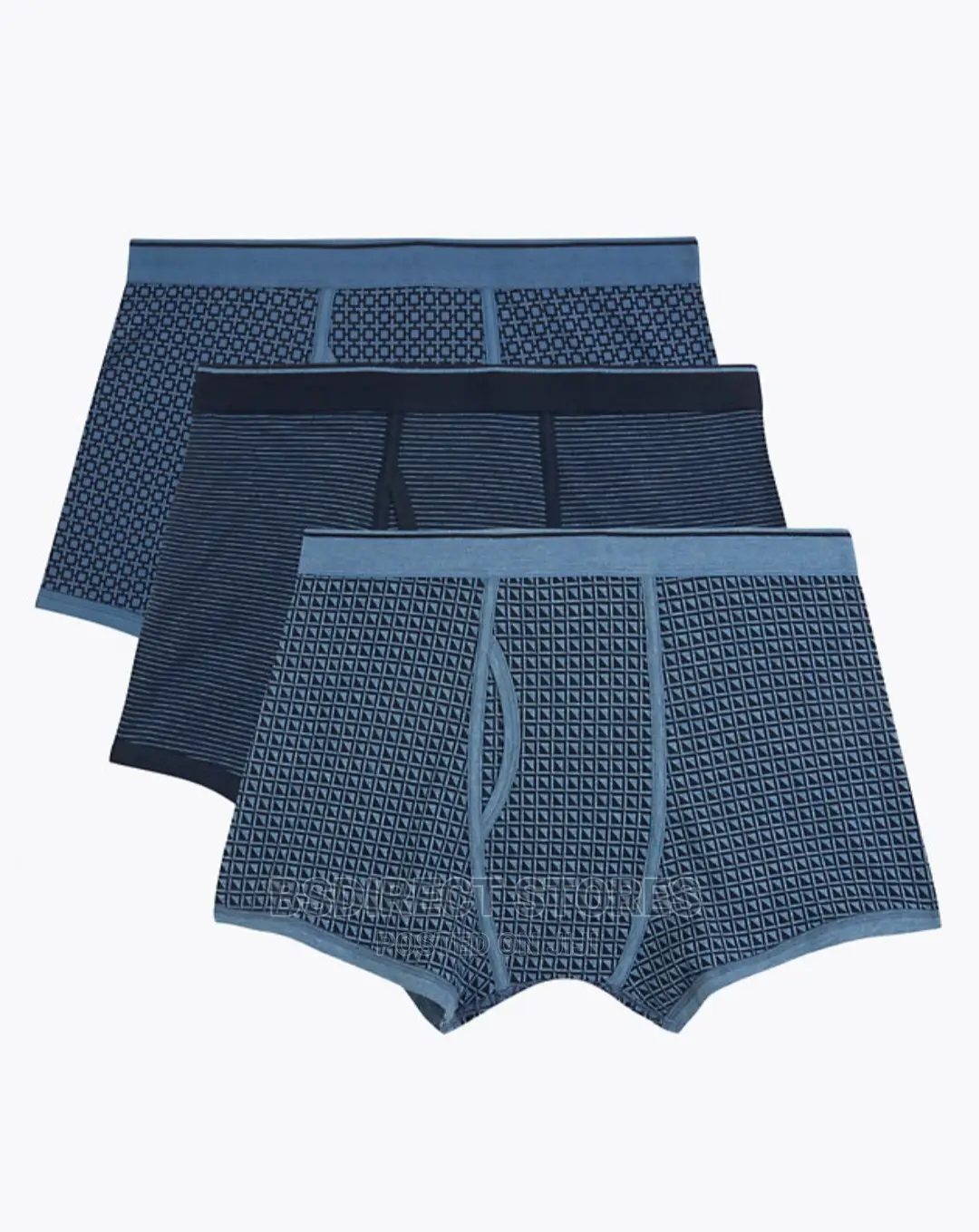 Marks and Spencer Blue Cubes 3pk Cotton Cool Fresh Trunks