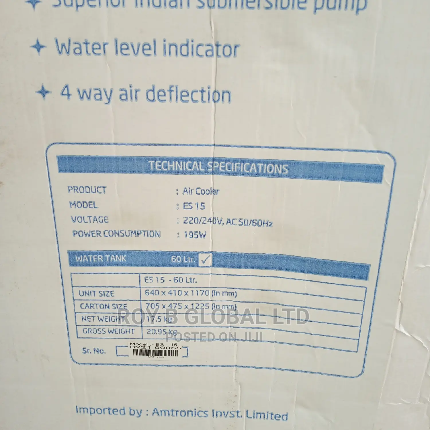 60L Eurosonic Air Cooler
