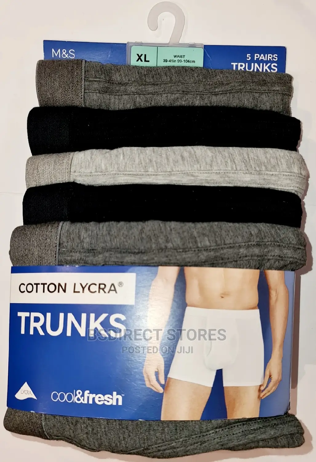 Marks Spencer Grey/Black 5packs Cotton Cool Fresh Trunks