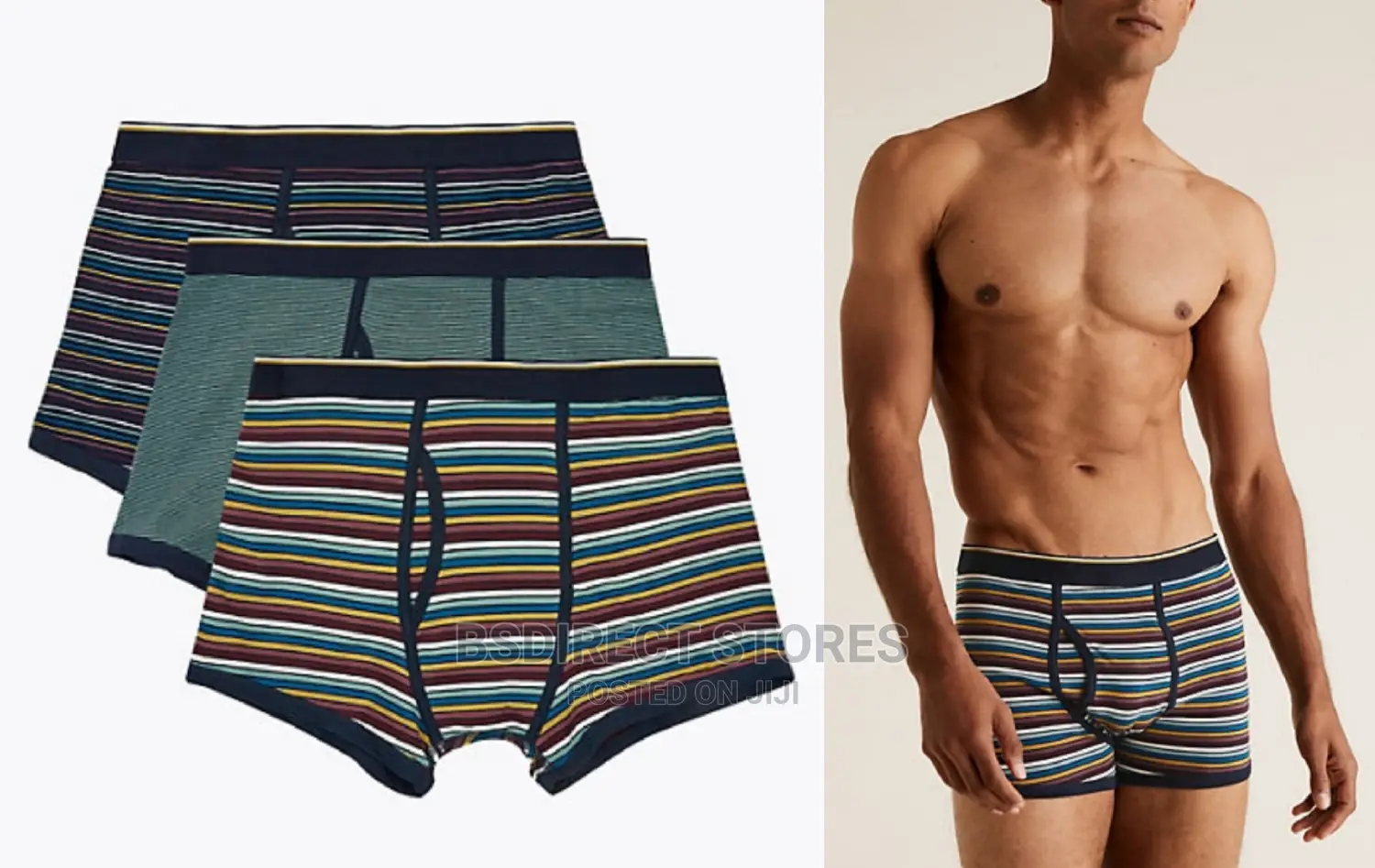Marks Spencer Multi-Stripe 3pk Cotton Cool Fresh Trunks