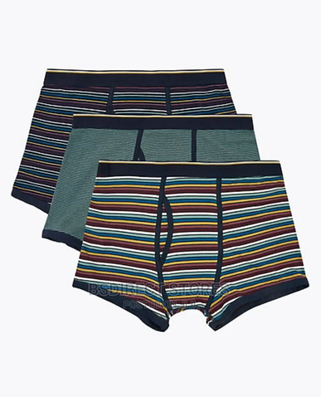 Marks Spencer Multi-Stripe 3pk Cotton Cool Fresh Trunks