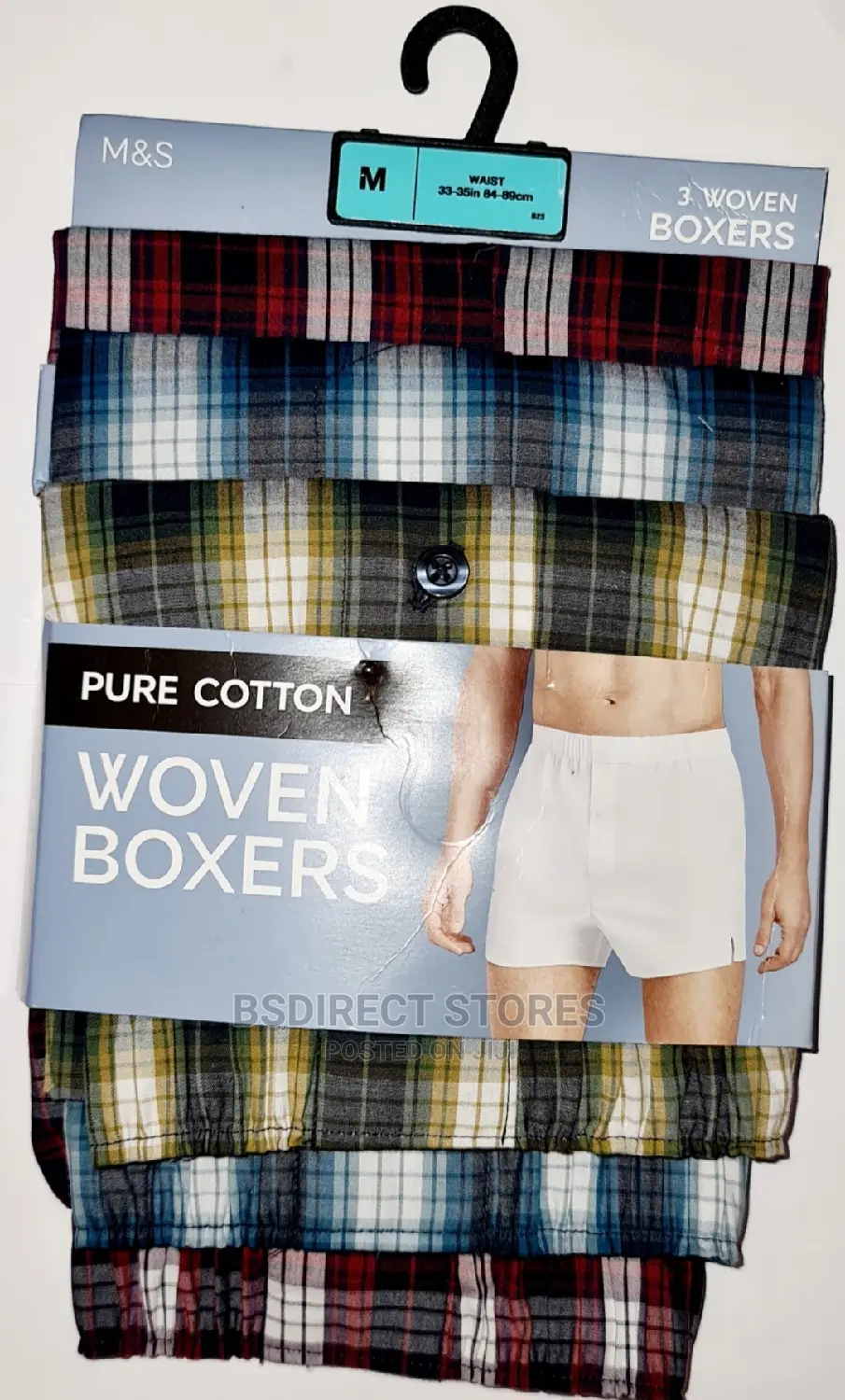 Marks and Spencer 3pk Pure Cotton Blue Print Woven Boxers