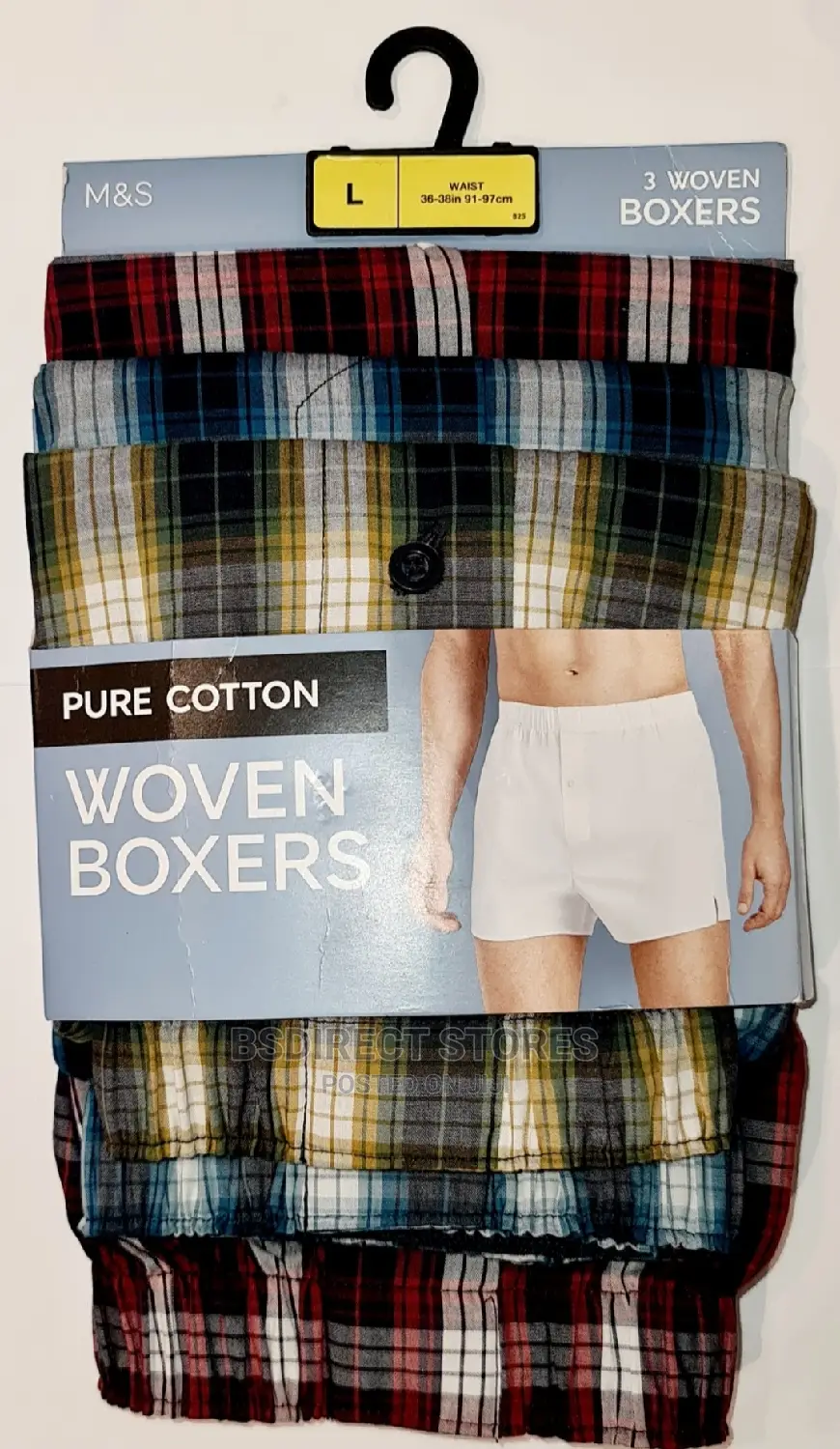 Marks and Spencer 3pk Pure Cotton Blue Print Woven Boxers