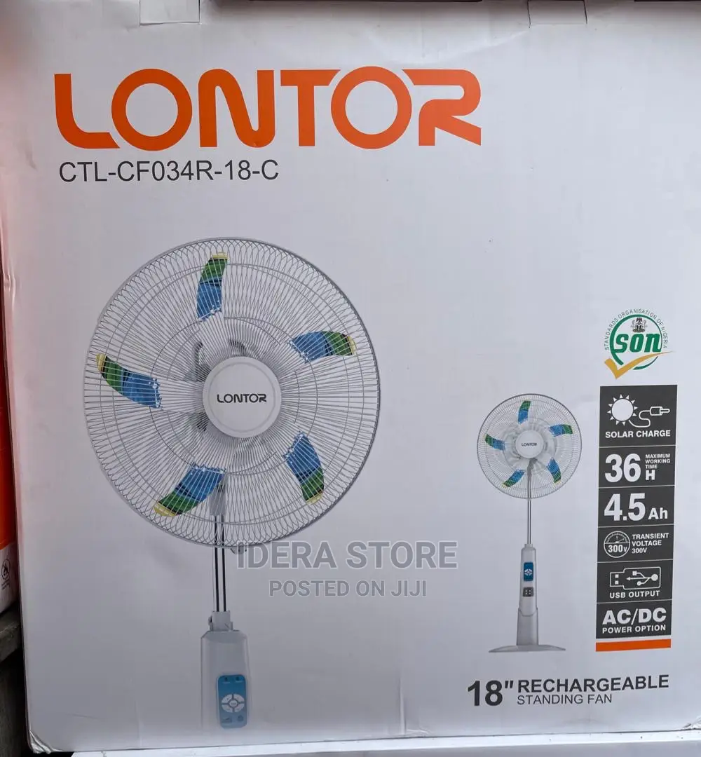 Lontor 18-inch Rechargeable Standing Fan 36 Hours