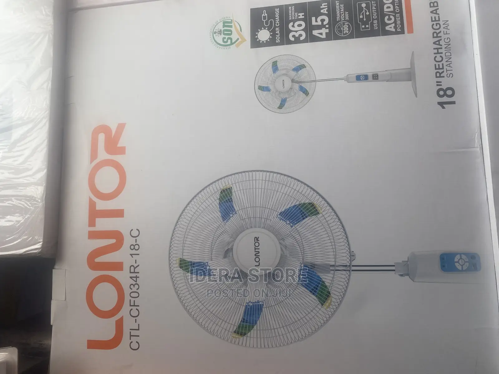 Lontor 18-inch Rechargeable Standing Fan 36 Hours
