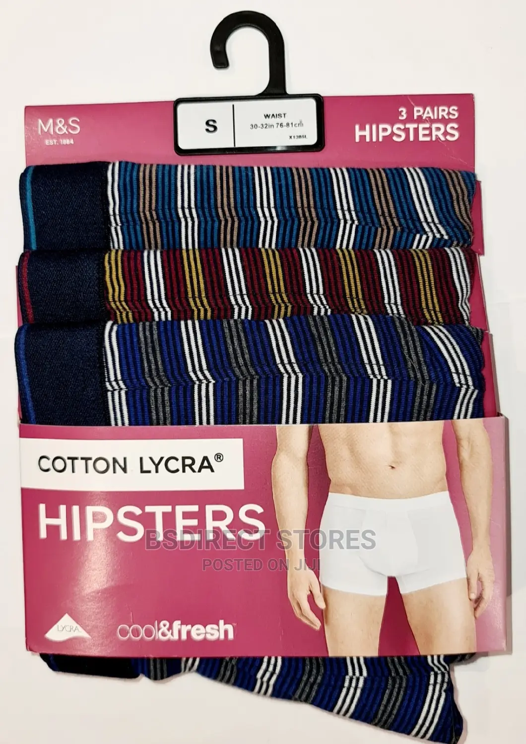 Marks and Spencer Multi Stripe 3pk Cool and Fresh Hipsters