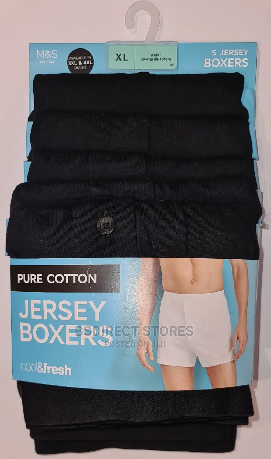 Marks and Spencer Black 5 Pack Cool and Fresh Jersey Boxers