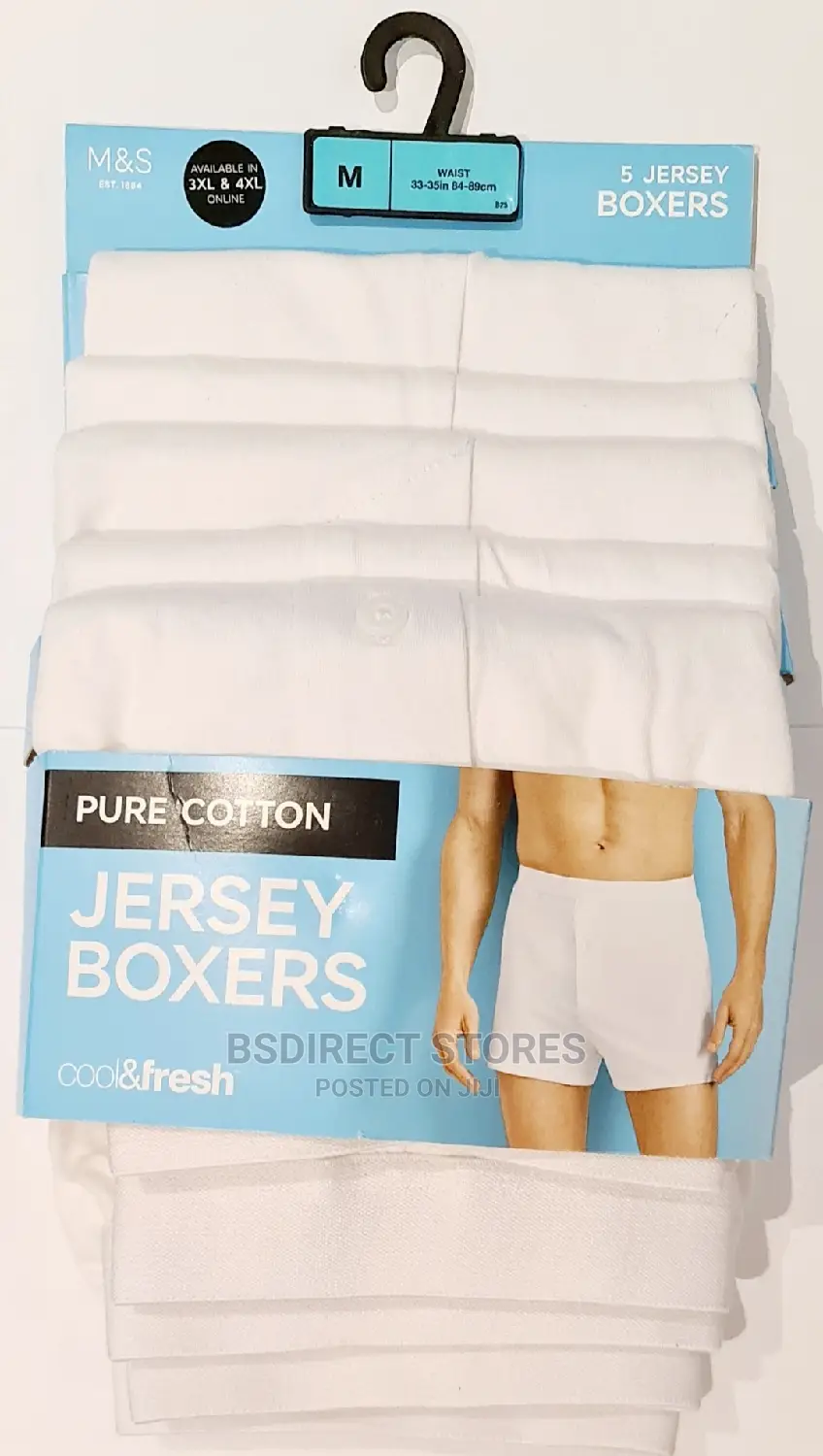 Marks and Spencer Pure White 5pk Cool Fresh Jersey Boxers