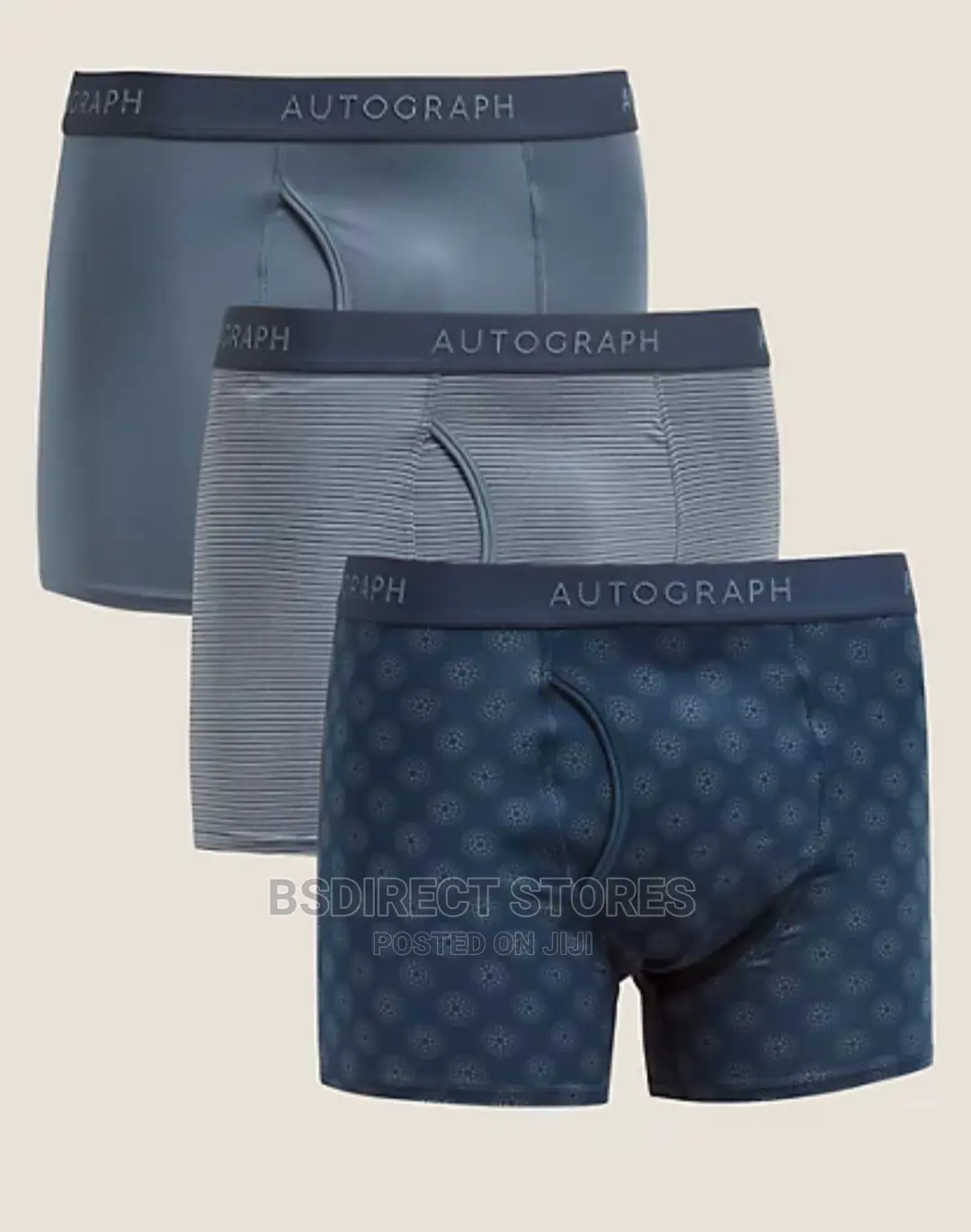 MARKS AND SPENCER Blue Mix Supersoft 3 Pack Microskin Trunks