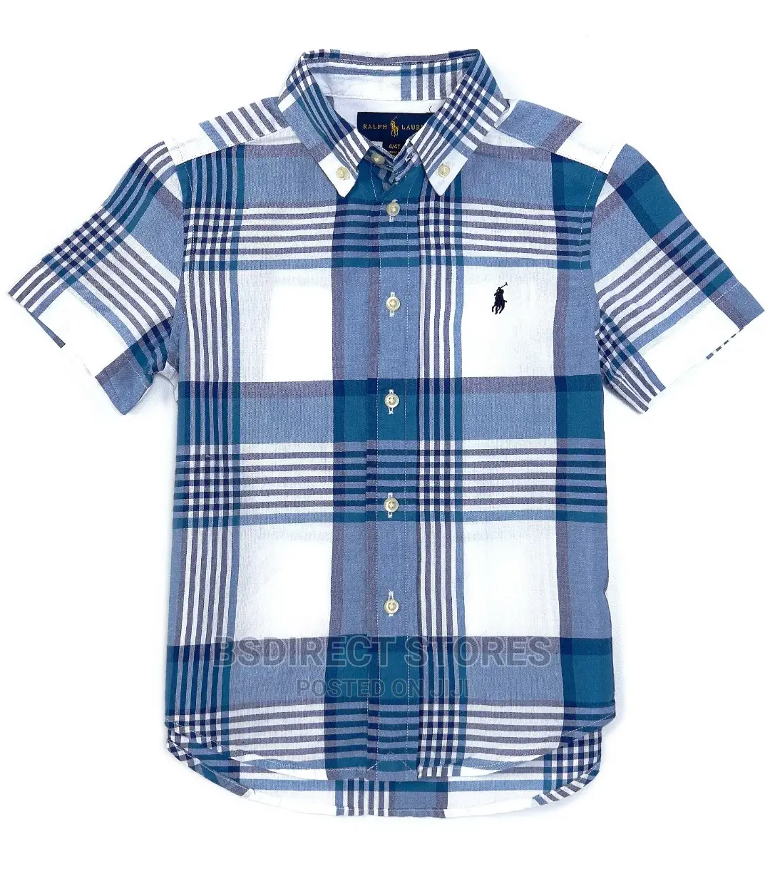 Genuine Polo Ralph Lauren Boys Cotton Madras Shirt Blue