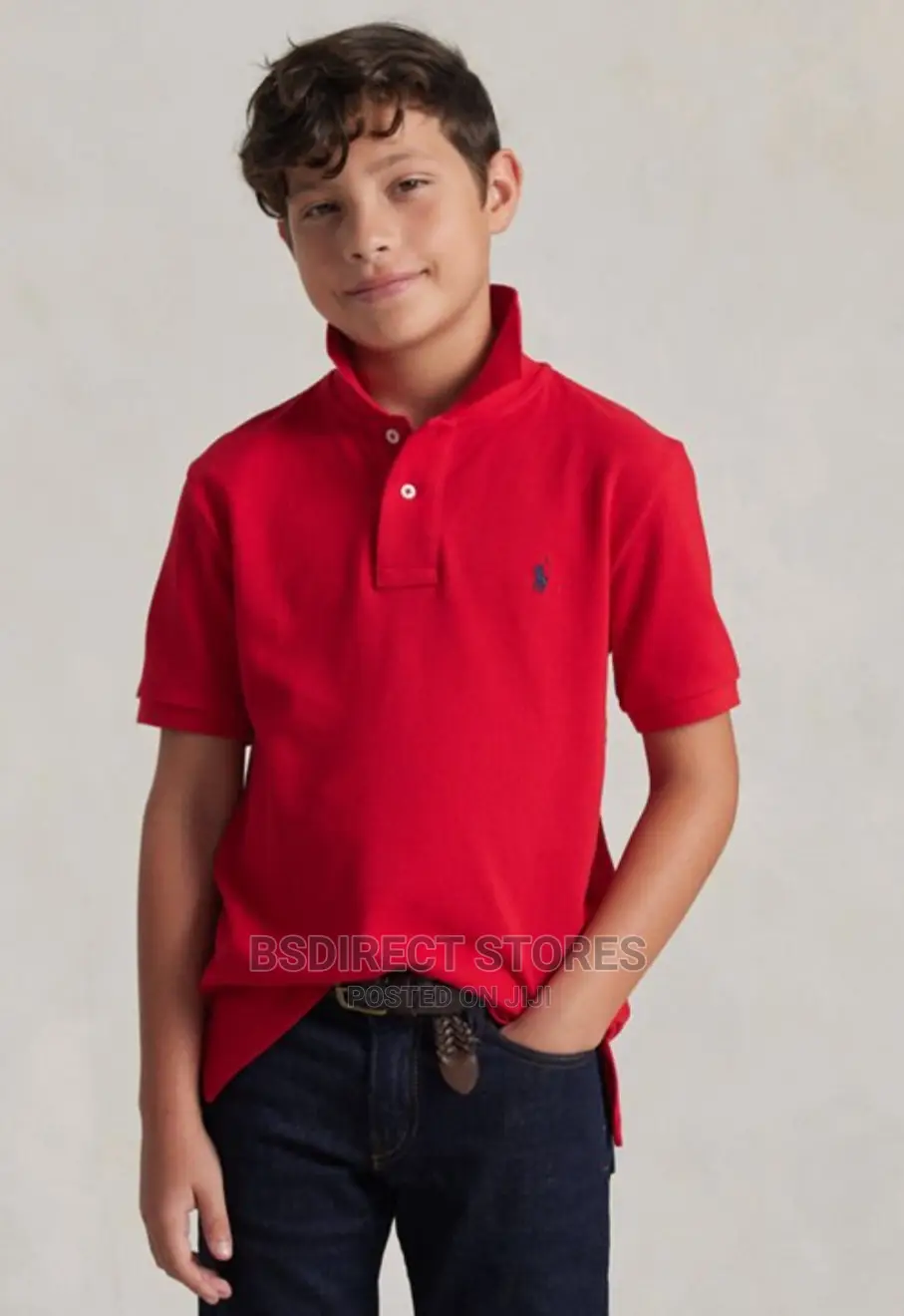 POLO RALPH LAUREN Boys/Girls Red Cotton Mesh Polo Shirt