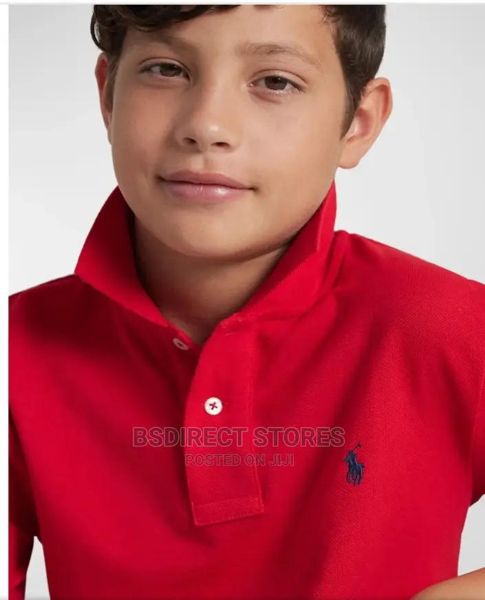 POLO RALPH LAUREN Boys/Girls Red Cotton Mesh Polo Shirt