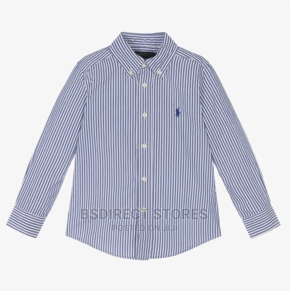 RALPH LAUREN Blue Logo-Embroidered Cotton Long-Sleeve Shirt
