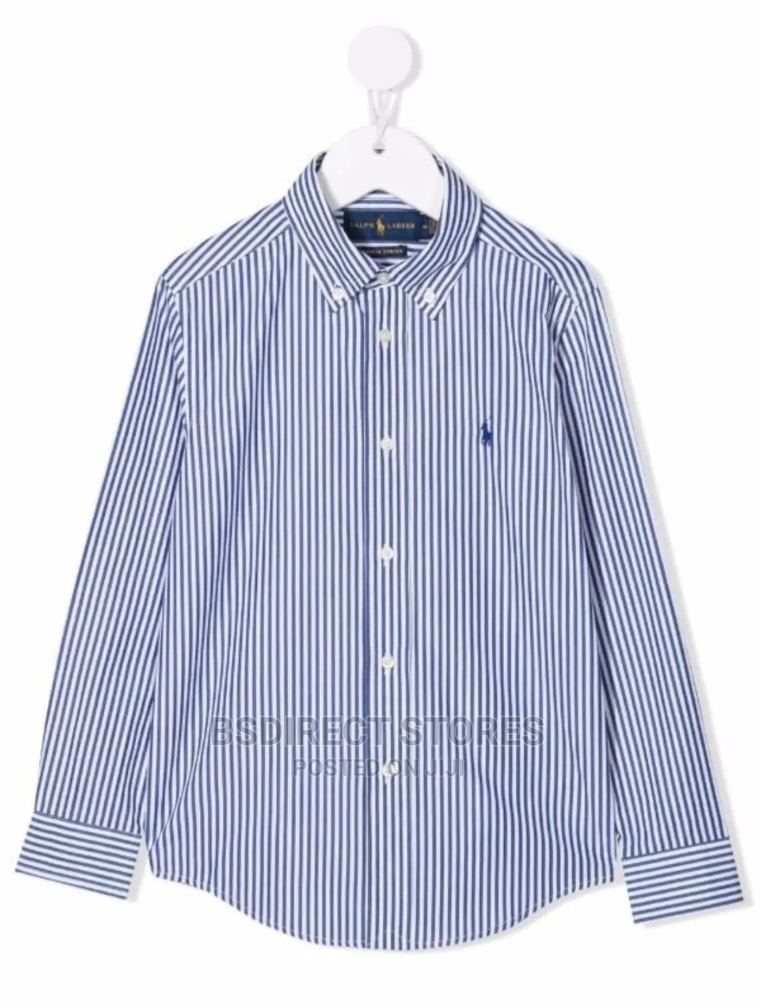 RALPH LAUREN Blue Logo-Embroidered Cotton Long-Sleeve Shirt