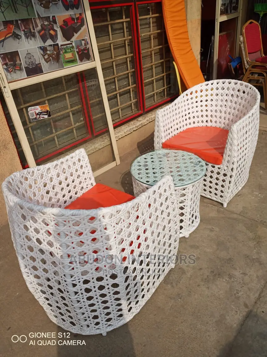 2 in 1 White Rattan Chair