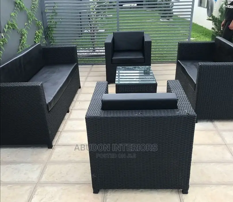 7 Seater Black Rattan Chair