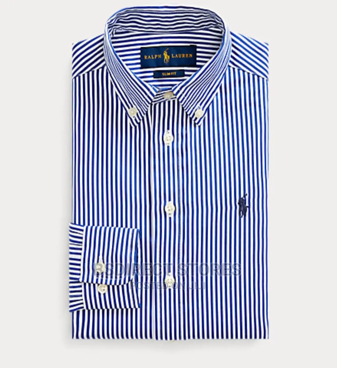 RALPH LAUREN Blue Logo-Embroidered Cotton Long-Sleeve Shirt