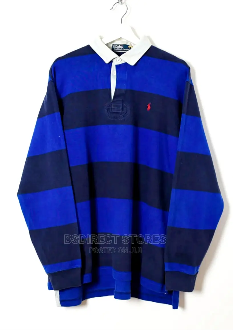 Polo Ralph Lauren Unisex Bold Stripe Rugby Shirt Navy Blue