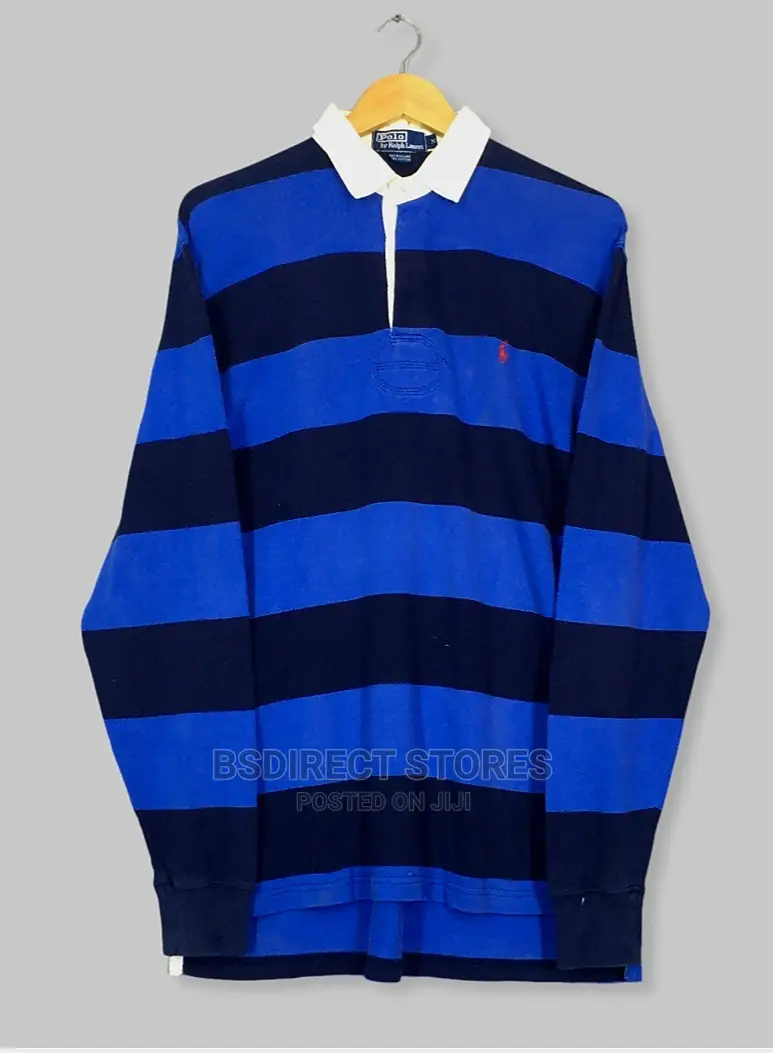 Polo Ralph Lauren Unisex Bold Stripe Rugby Shirt Navy Blue