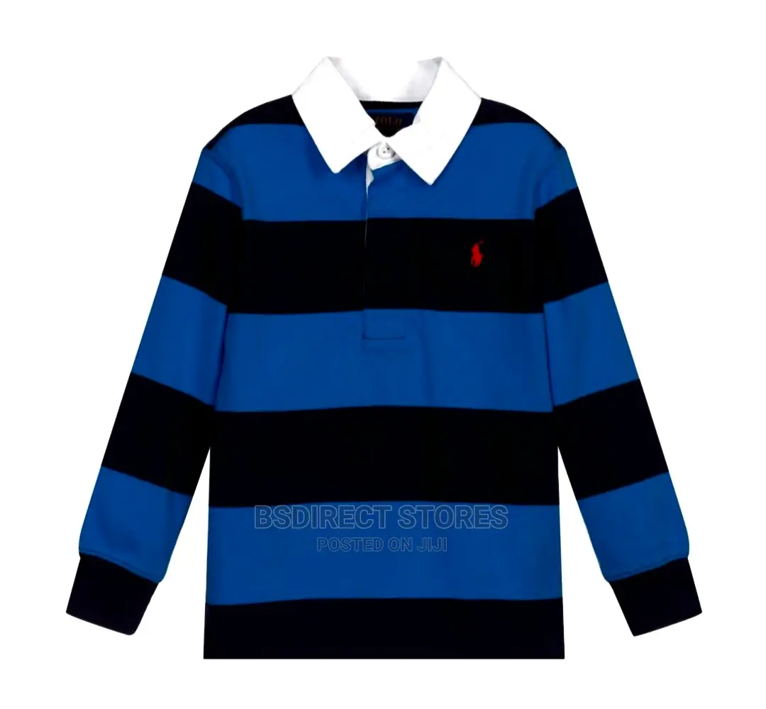 Polo Ralph Lauren Unisex Bold Stripe Rugby Shirt Navy Blue