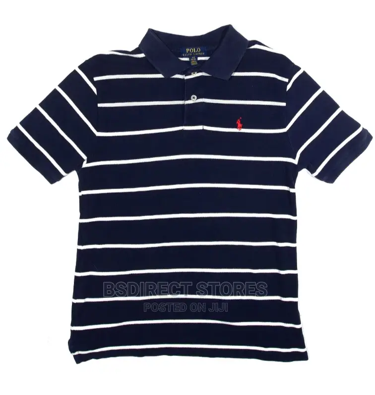 POLO RALPH LAUREN Boys Polo Shirt Blue Striped Short Sleeve