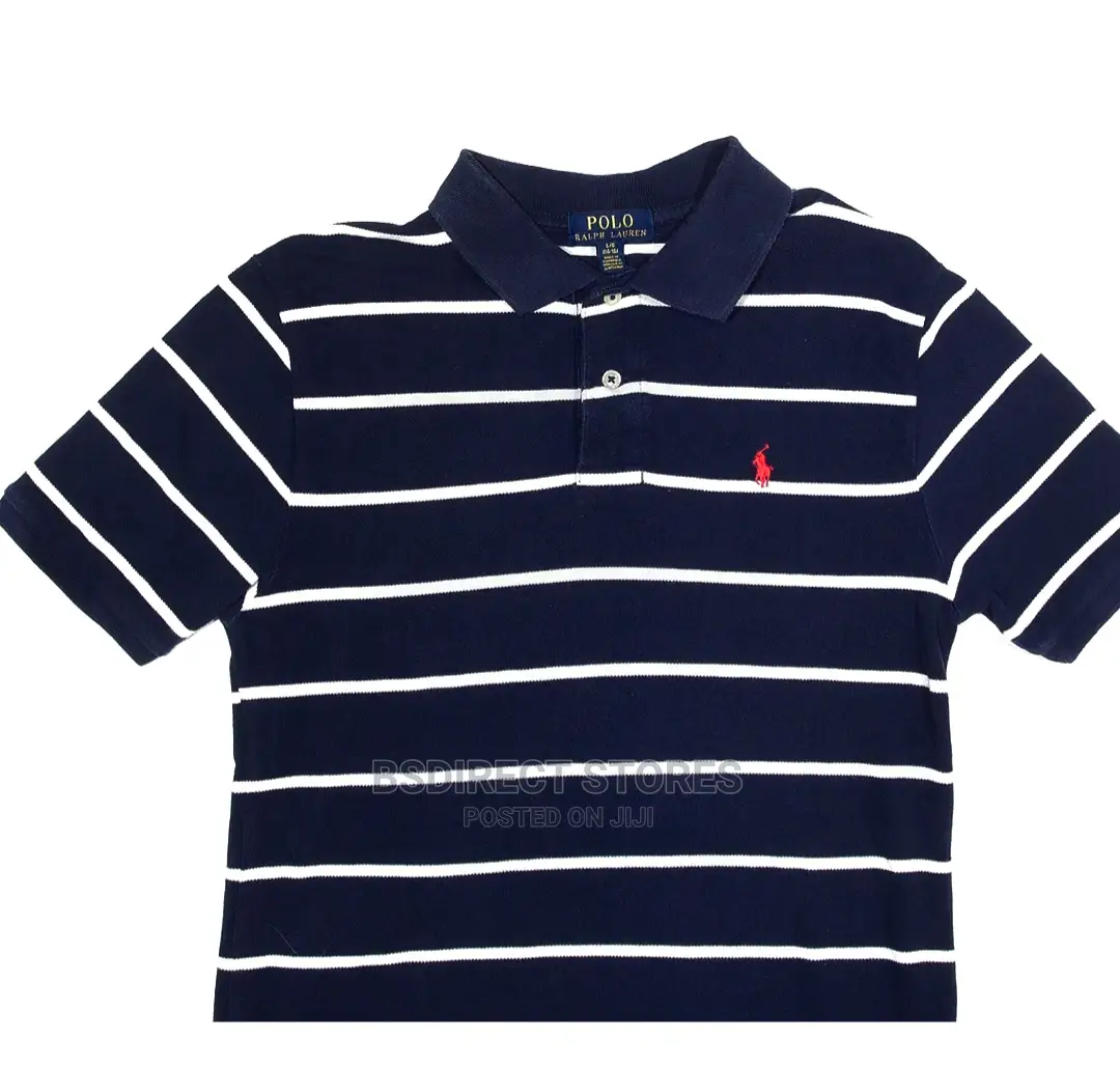 POLO RALPH LAUREN Boys Polo Shirt Blue Striped Short Sleeve