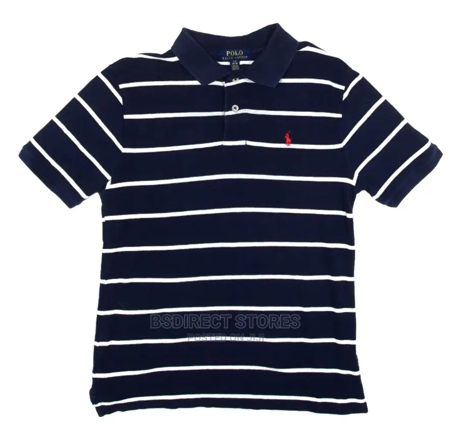 POLO RALPH LAUREN Boys Polo Shirt Blue Striped Short Sleeve