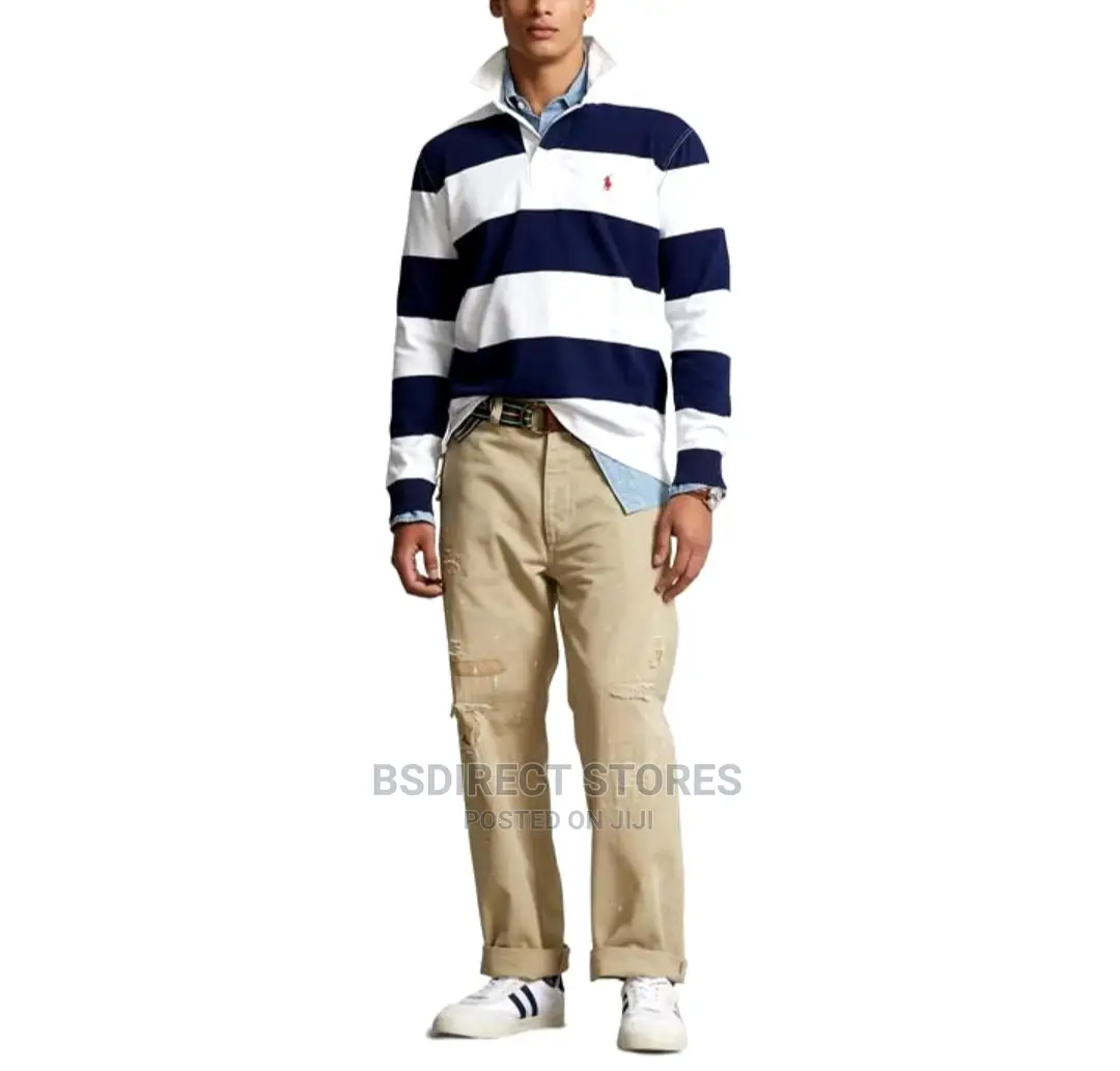 Polo Ralph Lauren Unisex Long Sleeves Polo Shirt White Blue