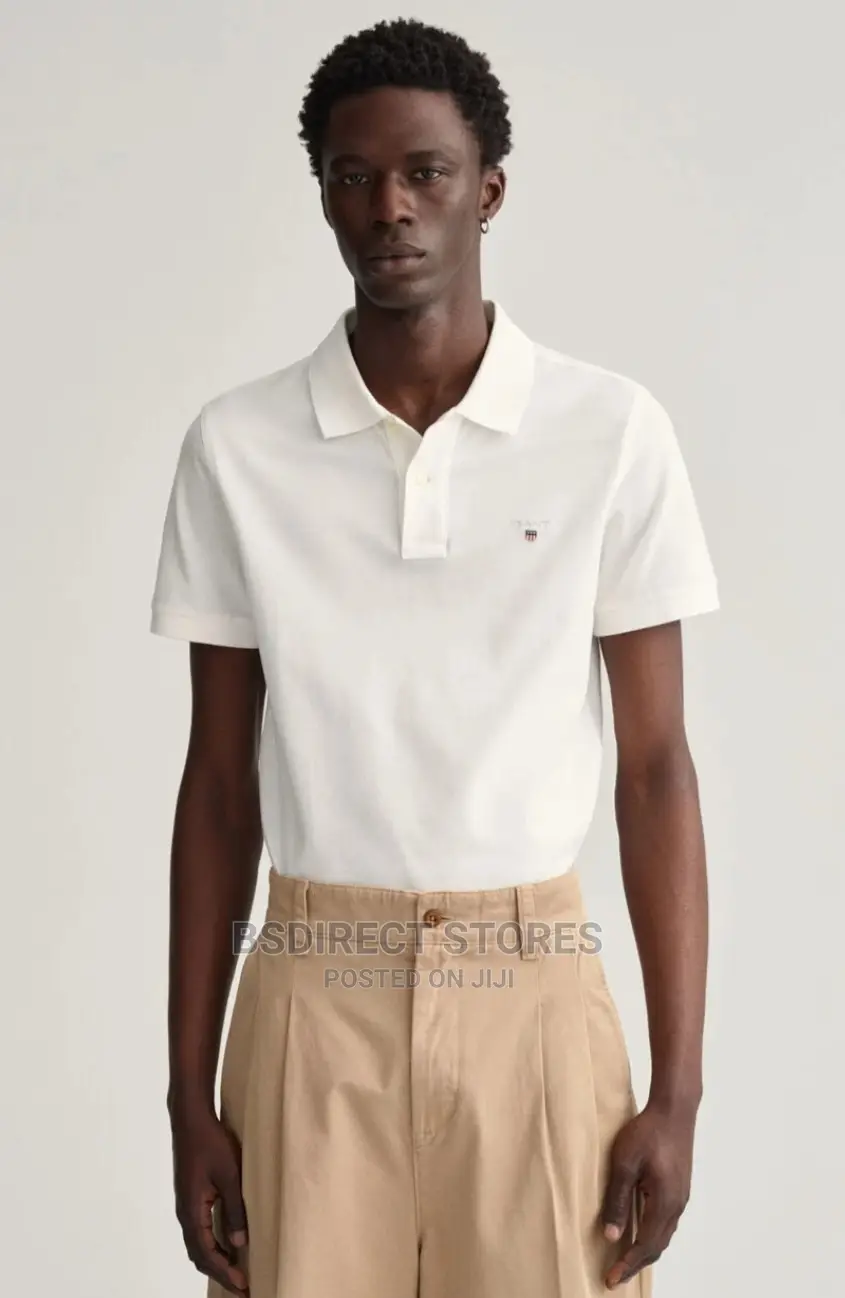 GANT Original WHITE Solid Pique Rugger Polo Men Shirt