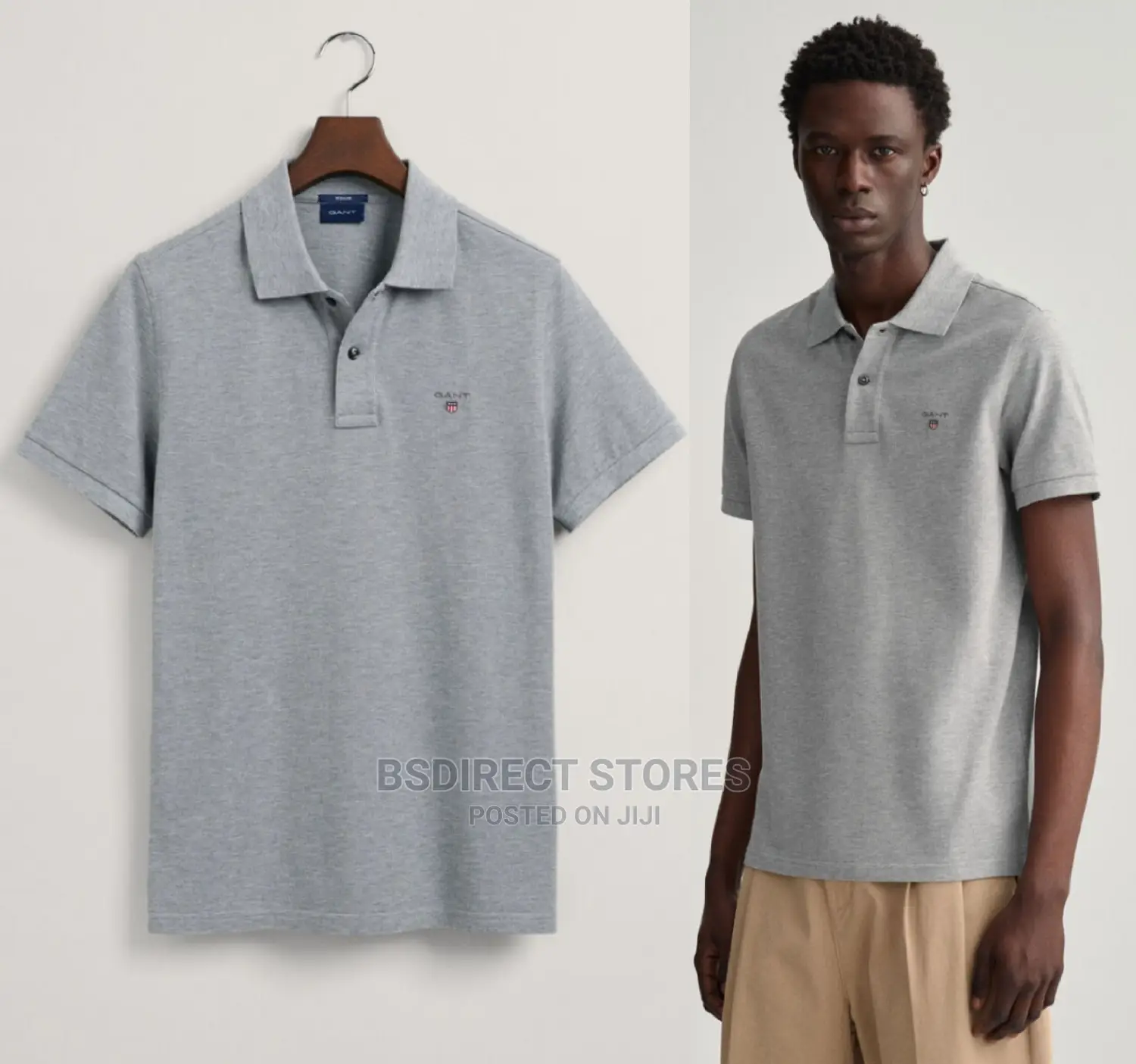 Gant Original Grey Melange Solid Pique Rugger Polo Men Shirt