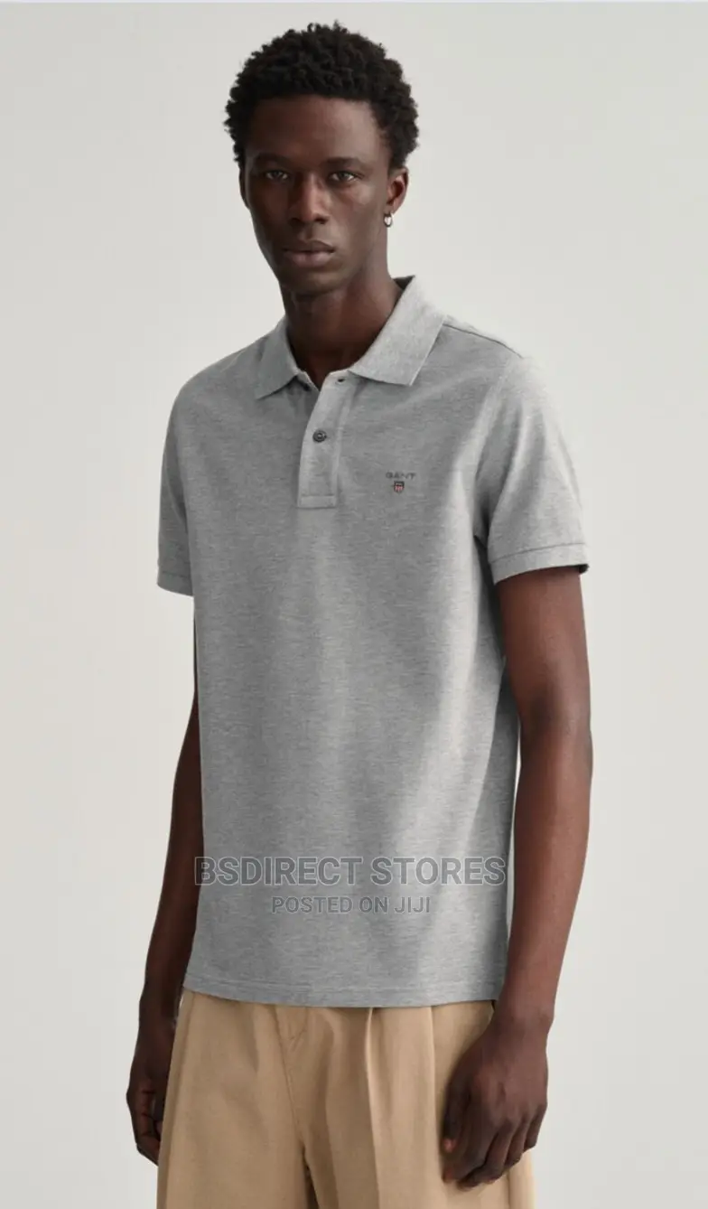 Gant Original Grey Melange Solid Pique Rugger Polo Men Shirt