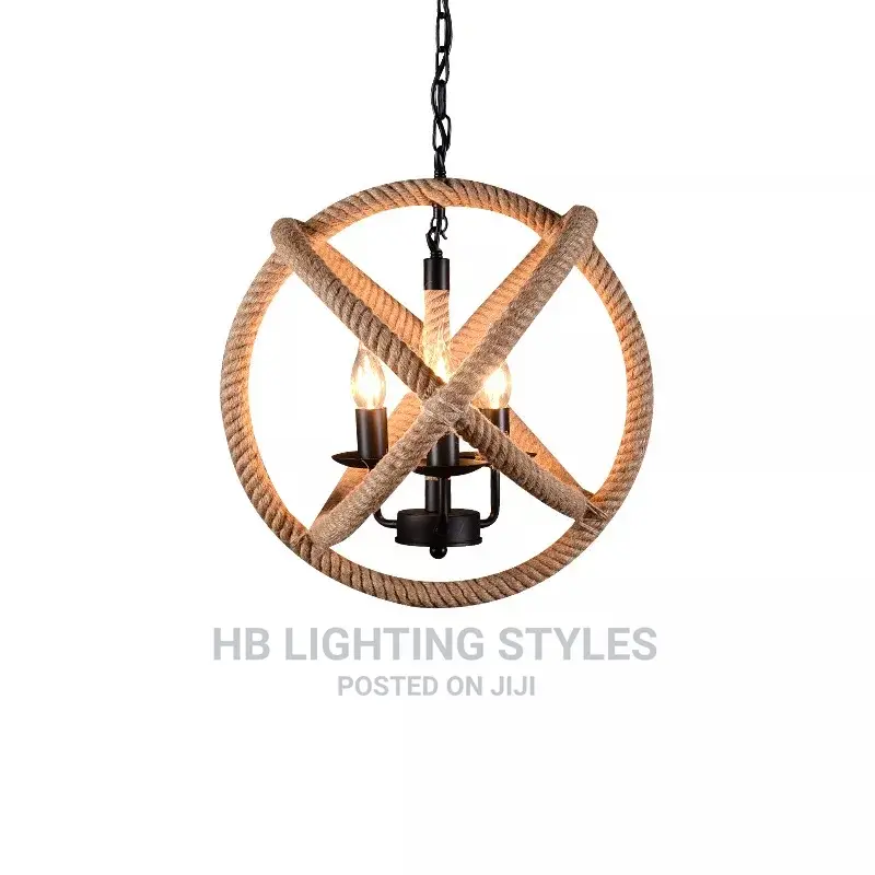Country Industrial Wind Hemp Rope Chandelier