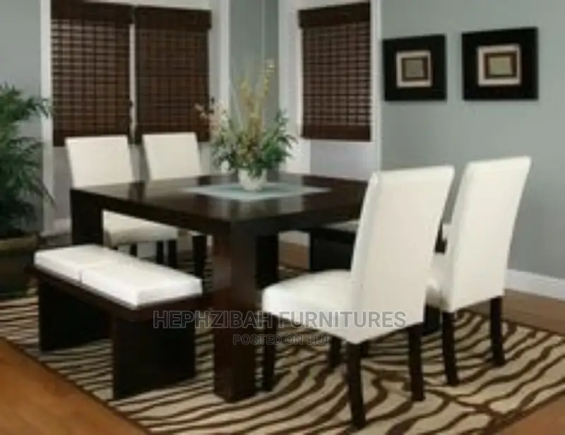 6 Seater Cream Dining With High Gloss Table
