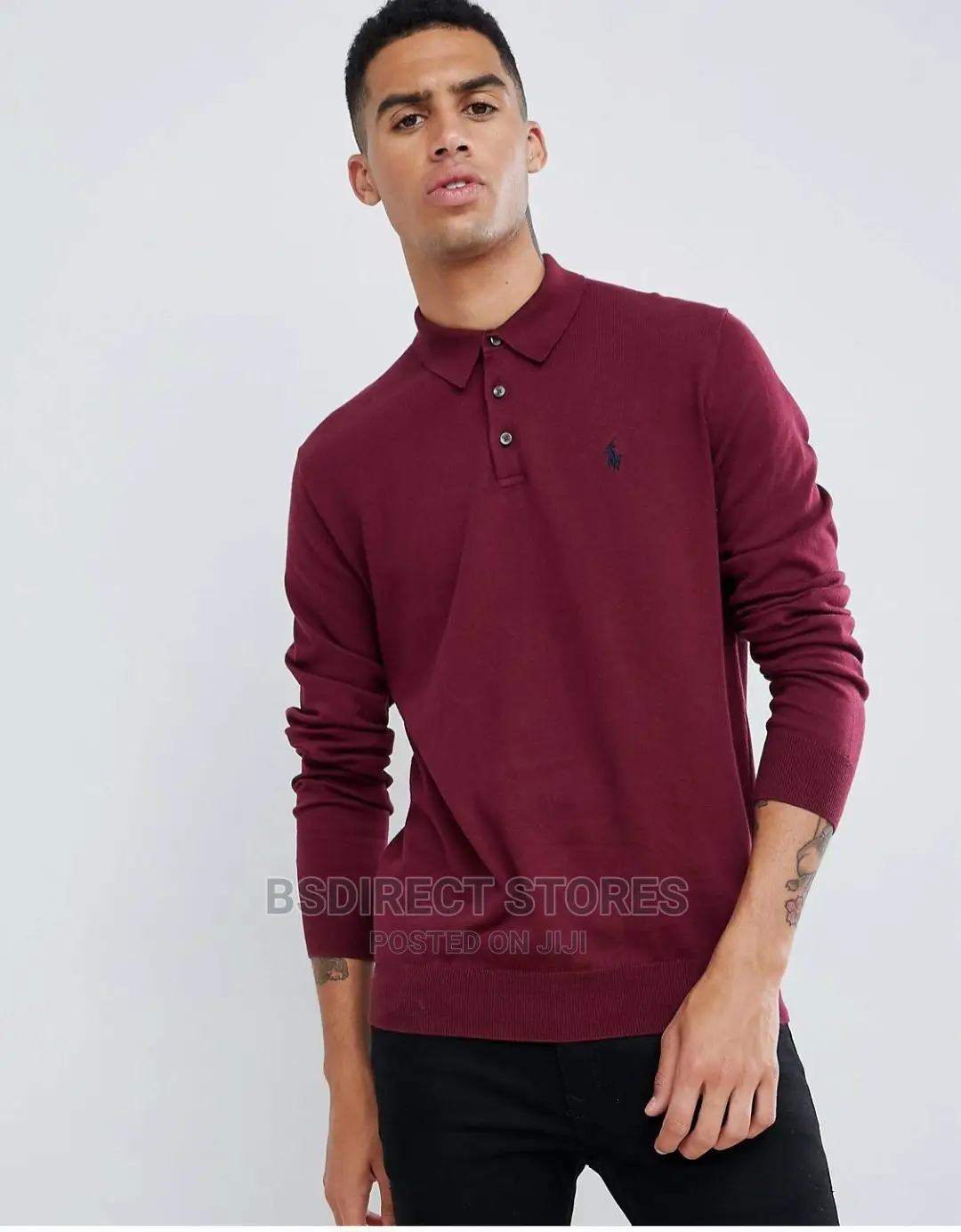 Polo Ralph Lauren Burgundy Pima Cotton Knitted Long Sleeve
